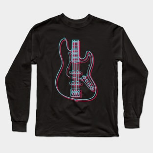 3D J-Style Bass Guitar Body Outline Long Sleeve T-Shirt